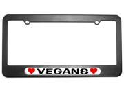 Vegans Love with Hearts License Plate Tag Frame