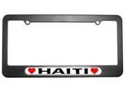 Haiti Love with Hearts License Plate Tag Frame