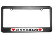 My Newfoundland Love with Hearts License Plate Tag Frame