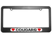 Cougars Love with Hearts License Plate Tag Frame