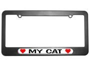My Cat Love with Hearts License Plate Tag Frame