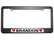 Brandon Love with Hearts License Plate Tag Frame
