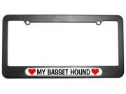 My Basset Hound Love with Hearts License Plate Tag Frame