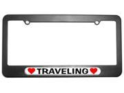 Traveling Love with Hearts License Plate Tag Frame