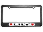 Lily Love with Hearts License Plate Tag Frame