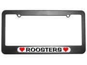 Roosters Love with Hearts License Plate Tag Frame