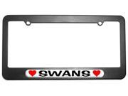 Swans Love with Hearts License Plate Tag Frame