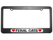 Feral Cats Love with Hearts License Plate Tag Frame
