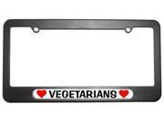 Vegetarians Love with Hearts License Plate Tag Frame