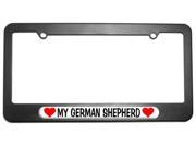 My German Shepherd Love with Hearts License Plate Tag Frame