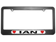 Ian Love with Hearts License Plate Tag Frame