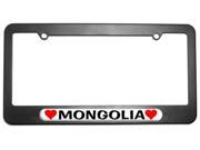 Mongolia Love with Hearts License Plate Tag Frame