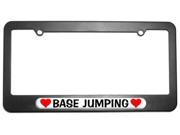Base Jumping Love with Hearts License Plate Tag Frame