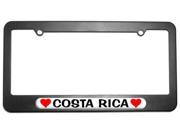 Costa Rica Love with Hearts License Plate Tag Frame
