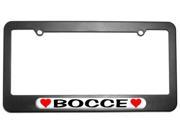 Bocce Love with Hearts License Plate Tag Frame