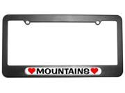 Mountains Love with Hearts License Plate Tag Frame