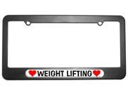Weight Lifting Love with Hearts License Plate Tag Frame