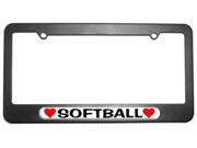 Softball Love with Hearts License Plate Tag Frame