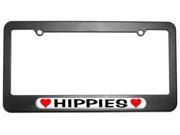 Hippies Love with Hearts License Plate Tag Frame