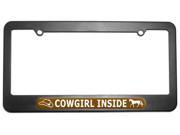 Cowgirl Inside Cowboy Hat Horse License Plate Tag Frame