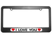 I Love You Love with Hearts License Plate Tag Frame