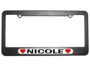 Nicole Love with Hearts License Plate Tag Frame