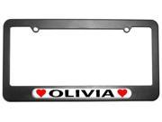 Olivia Love with Hearts License Plate Tag Frame