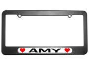 Amy Love with Hearts License Plate Tag Frame