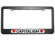 Capitalism Love with Hearts License Plate Tag Frame