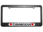 Cambodia Love with Hearts License Plate Tag Frame