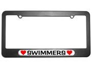 Swimmers Love with Hearts License Plate Tag Frame
