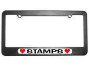Stamps Love with Hearts License Plate Tag Frame