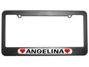 Angelina Love with Hearts License Plate Tag Frame