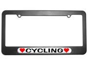 Cycling Love with Hearts License Plate Tag Frame