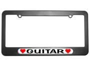 Guitar Love with Hearts License Plate Tag Frame