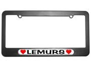 Lemurs Love with Hearts License Plate Tag Frame