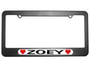 Zoey Love with Hearts License Plate Tag Frame