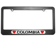 Colombia Love with Hearts License Plate Tag Frame