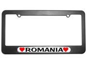 Romania Love with Hearts License Plate Tag Frame