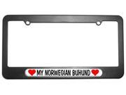 My Norwegian Buhund Love with Hearts License Plate Tag Frame