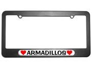 Armadillos Love with Hearts License Plate Tag Frame