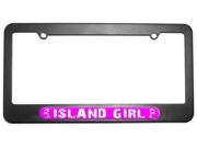 Island Girl Pink Beach Palm Trees License Plate Tag Frame