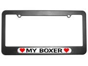My Boxer Love with Hearts License Plate Tag Frame