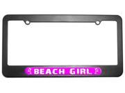 Beach Girl Pink Island Palm Trees License Plate Tag Frame