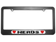 Nerds Love with Hearts License Plate Tag Frame