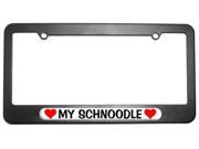 My Schnoodle Love with Hearts License Plate Tag Frame