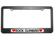 Rock Climbing Love with Hearts License Plate Tag Frame