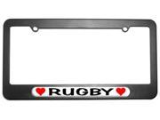 Rugby Love with Hearts License Plate Tag Frame