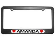 Amanda Love with Hearts License Plate Tag Frame