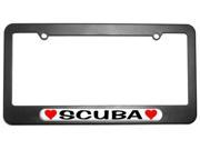 Scuba Love with Hearts License Plate Tag Frame